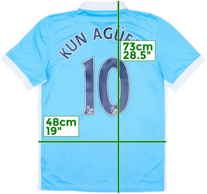 2015-16 Manchester City Home Shirt Kun Aguero #10 - 7/10 - (M)