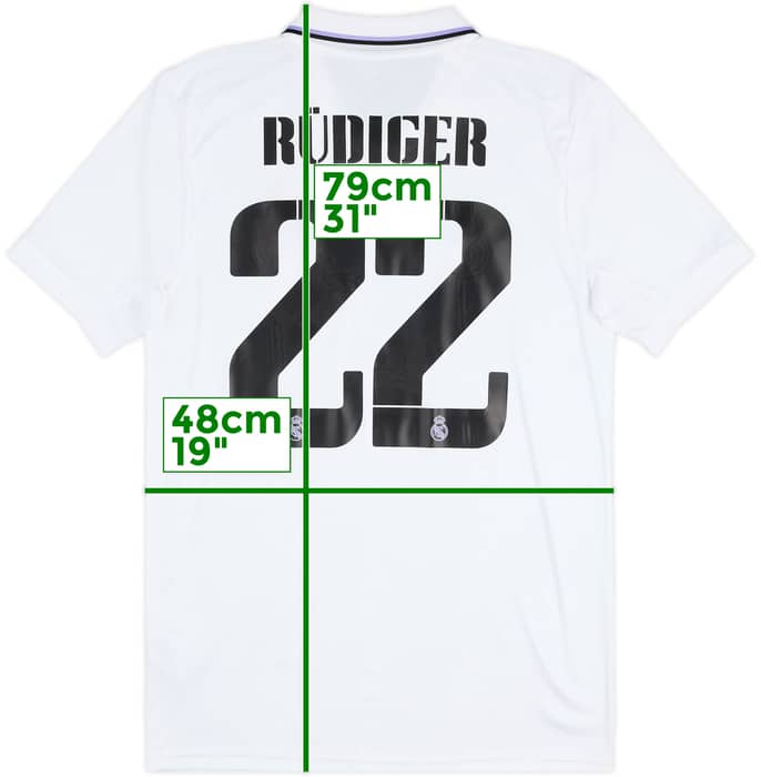 2022-23 Real Madrid Home Shirt Rudiger #22 - 8/10 - (L)