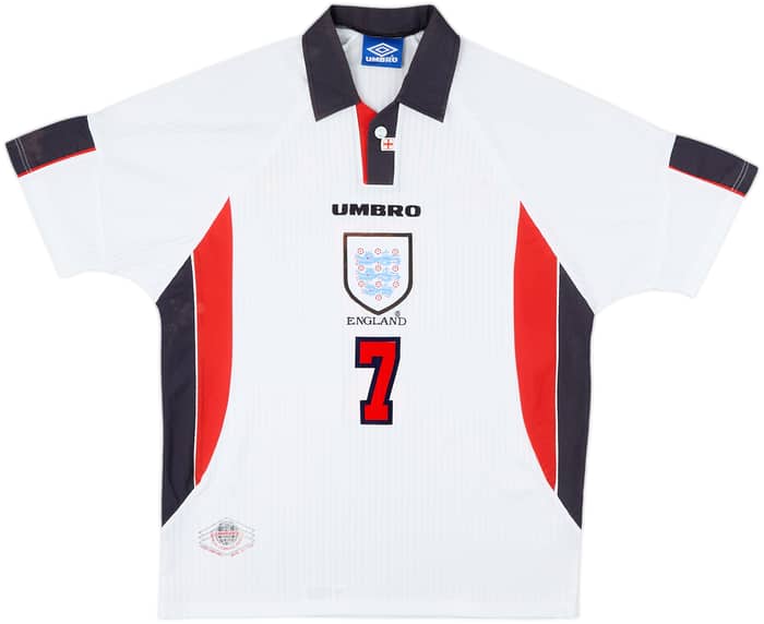 1997-99 England Home Shirt Beckham #7 - 7/10 - (L)