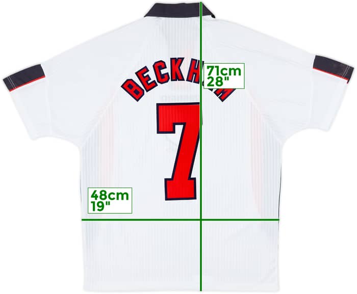 1997-99 England Home Shirt Beckham #7 - 7/10 - (L)