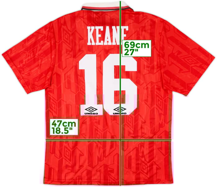 1992-94 Manchester United Home Shirt Keane #16 - 6/10 - (L)