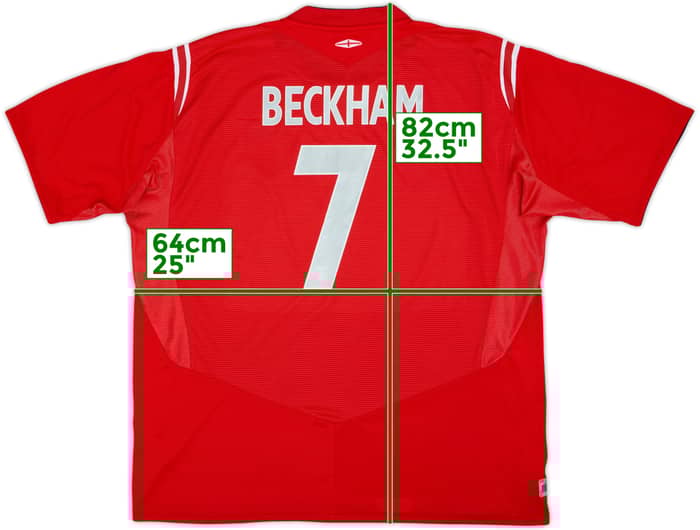 2004-06 England Away Shirt Beckham #7 - 7/10 - (XXL)