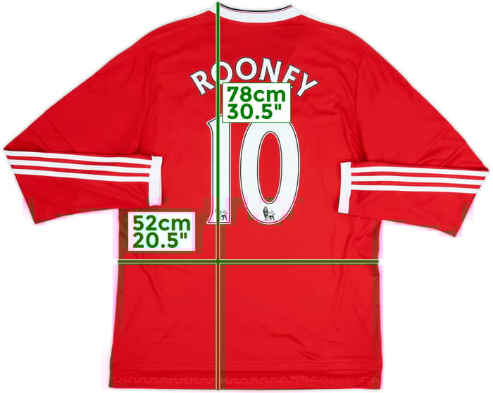 2015-16 Manchester United Home L/S Shirt Rooney #10 - 8/10 - (L)
