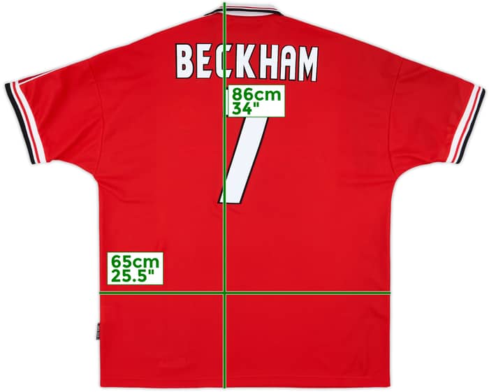 1998-00 Manchester United Home Shirt Beckham #7 - 6/10 - (XXL)