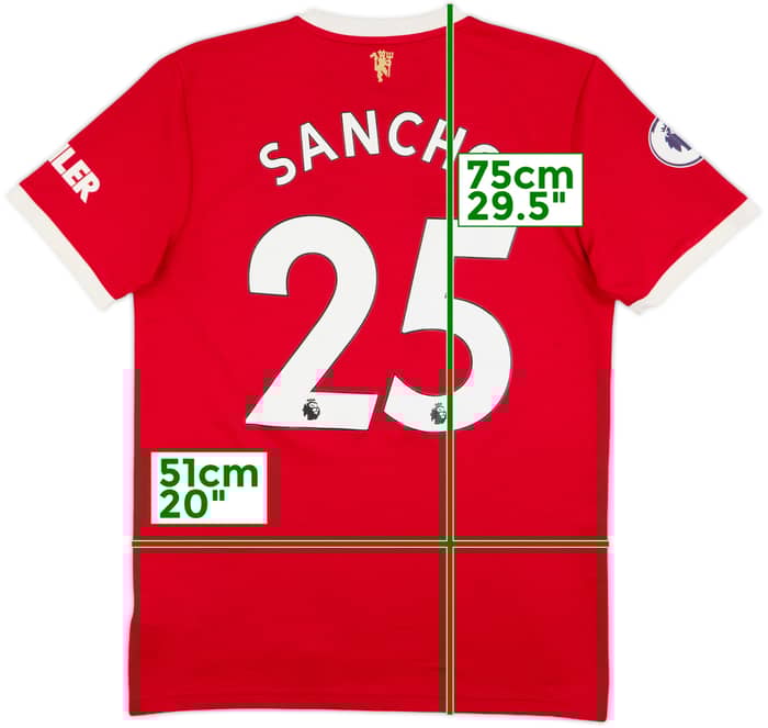 2021-22 Manchester United Home Shirt Sancho #25 - 7/10 - (M)