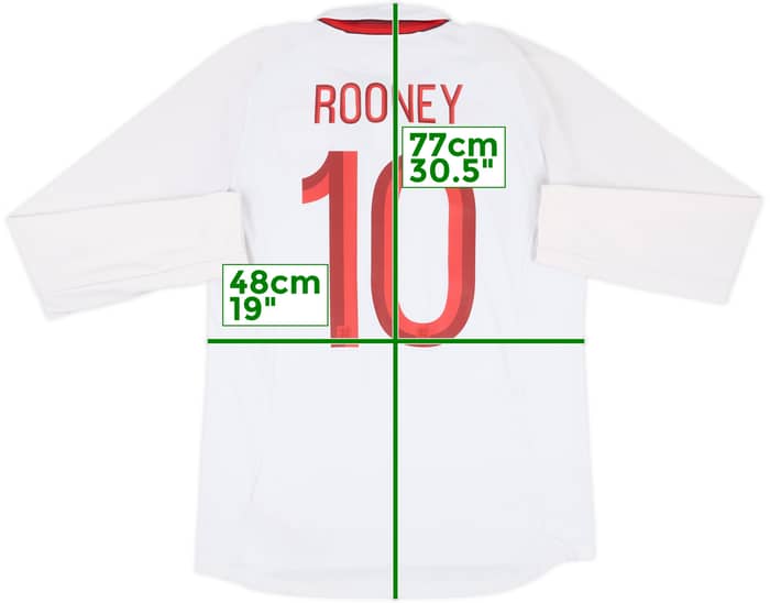 2012-13 England Home L/S Shirt Rooney #10 - 6/10 - (M)