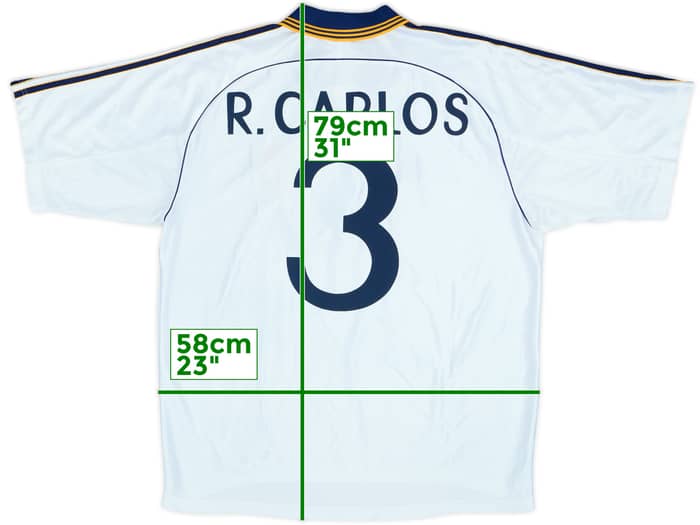 1998-00 Real Madrid Home Shirt R.Carlos #3 - 7/10 - (L)