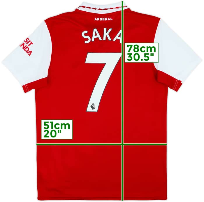 2022-23 Arsenal Home Shirt Saka #7 - 8/10 - (M)
