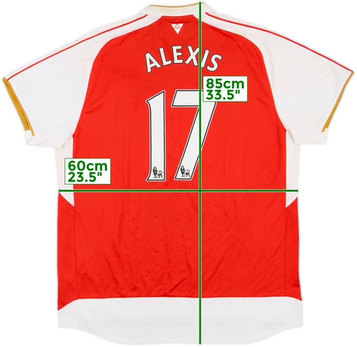 2015-16 Arsenal Home Shirt Alexis #17 - 7/10 - (XXL)
