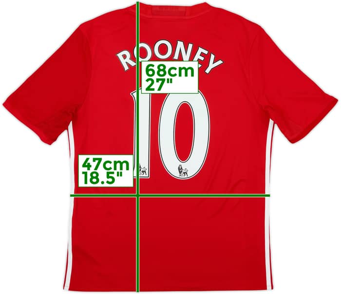 2016-17 Manchester United Home Shirt Rooney #10 - 9/10 - (XL.Boys)