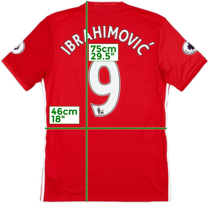 2016-17 Manchester United Home Shirt Ibrahimovic #9 - 9/10 - (S)