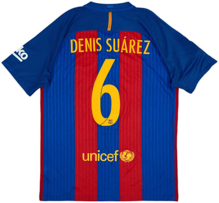 2016-17 Barcelona Home Shirt Denis Suarez #6 - 9/10 - (M)