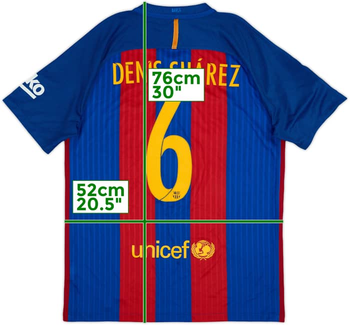 2016-17 Barcelona Home Shirt Denis Suarez #6 - 9/10 - (M)
