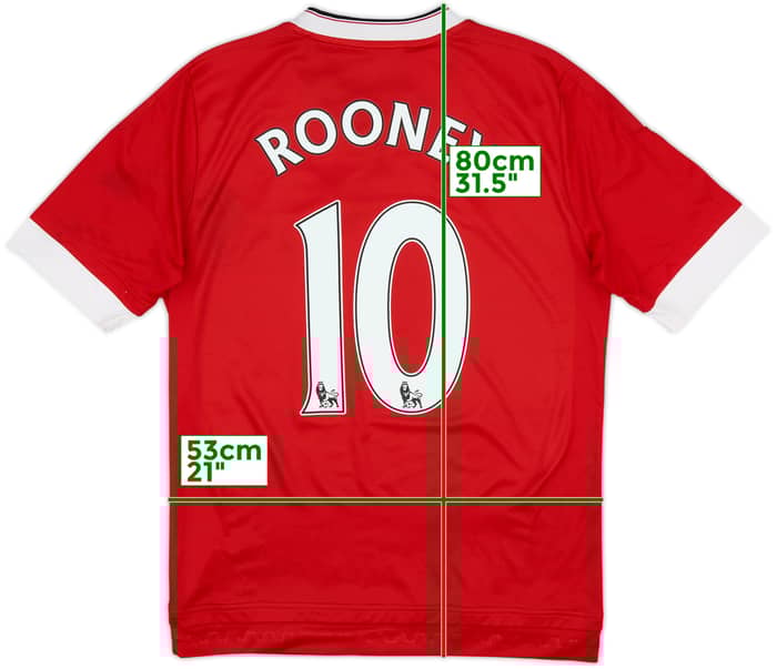 2015-16 Manchester United Home Shirt Rooney #10 - 6/10 - (XL.Boys)