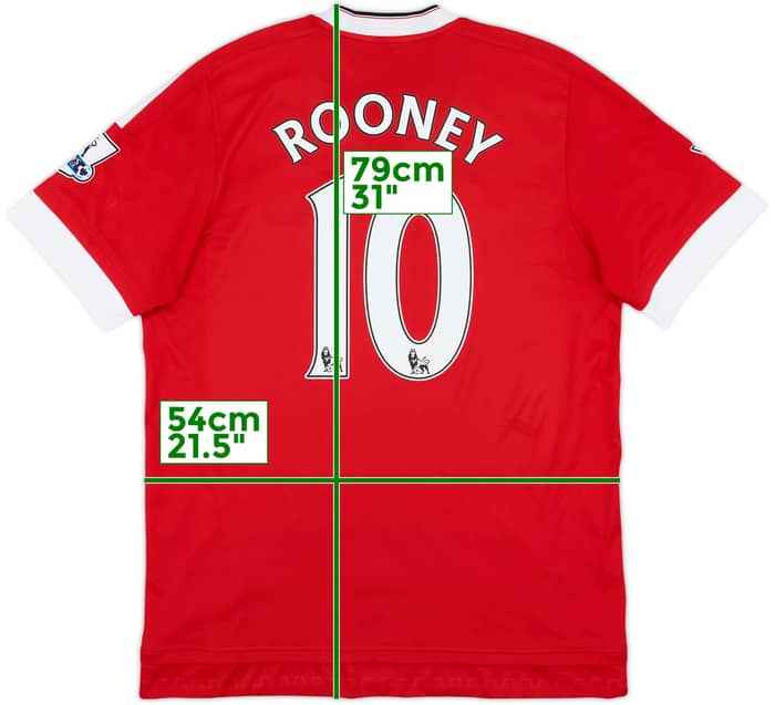 2015-16 Manchester United Home Shirt Rooney #10 - 6/10 - (L)