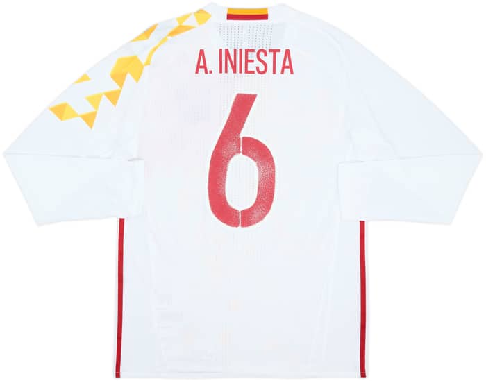 2016-17 Spain Player Issue Away L/S Shirt A. Iniesta #6 (L)