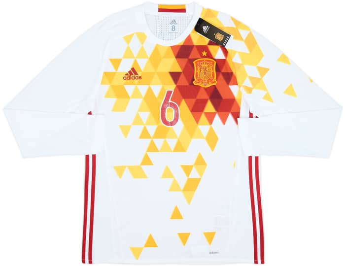 2016-17 Spain Player Issue Away L/S Shirt A. Iniesta #6 (L)