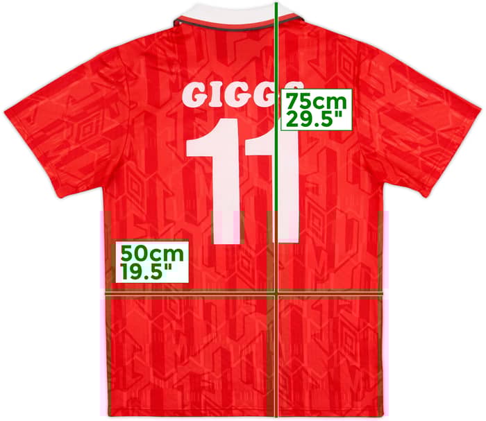 1992-94 Manchester United Home Shirt Giggs #11 - 8/10 - (M)