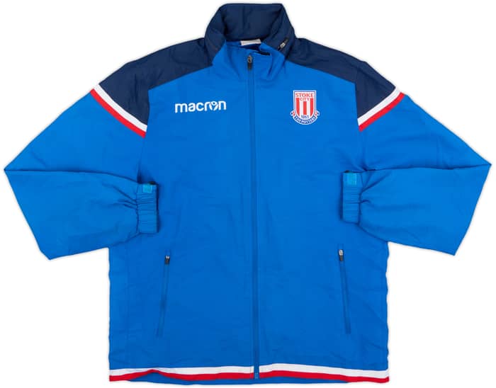 2014-15 Stoke City Macron Hooded Rain Jacket - 8/10 - (M)