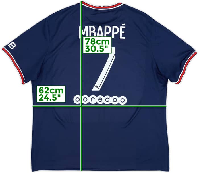 2021-22 Paris Saint-Germain Home Shirt Mbappe #7 - 9/10 - (XXL)