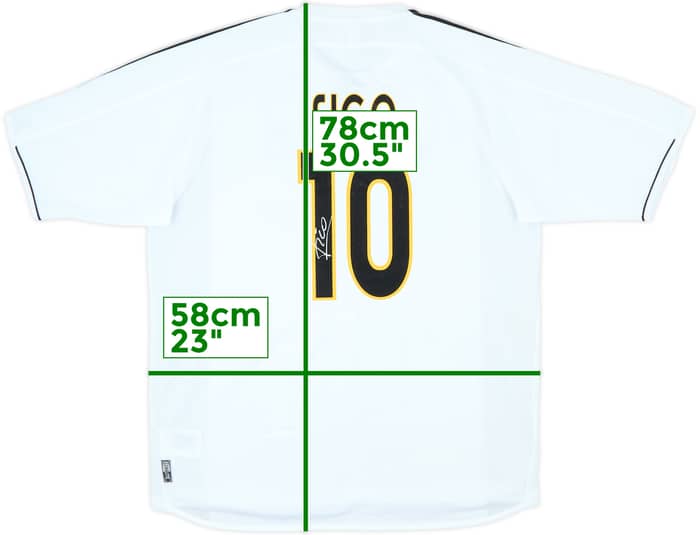 2003-04 Real Madrid Signed Home Shirt Figo #10 - 8/10 - (L)