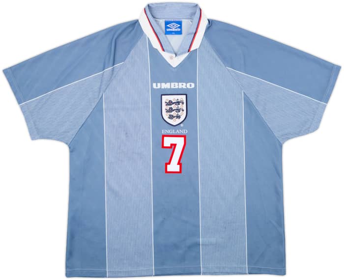 1996-97 England Away Shirt Beckham #7 - 7/10 - (XXL)