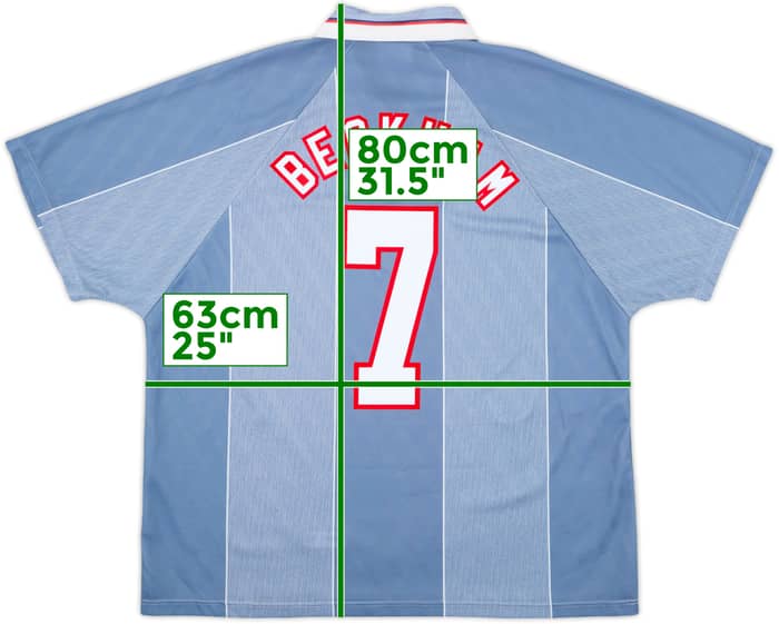 1996-97 England Away Shirt Beckham #7 - 7/10 - (XXL)