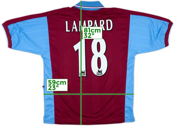 1997-98 West Ham Home Shirt Lampard #18 - 9/10 - (L)