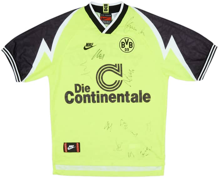 1995-96 Borussia Dortmund Signed Home Shirt - 8/10 - (S)