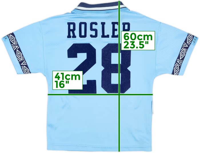1993-95 Manchester City Signed Home Shirt Rosler #28 - 8/10 - (L.Boys)
