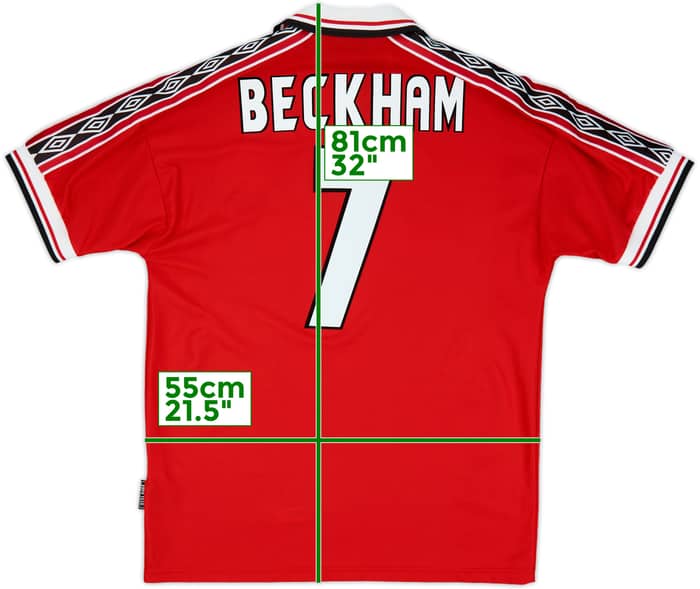 1998-00 Manchester United Home Shirt Beckham #7 - 9/10 - (L)