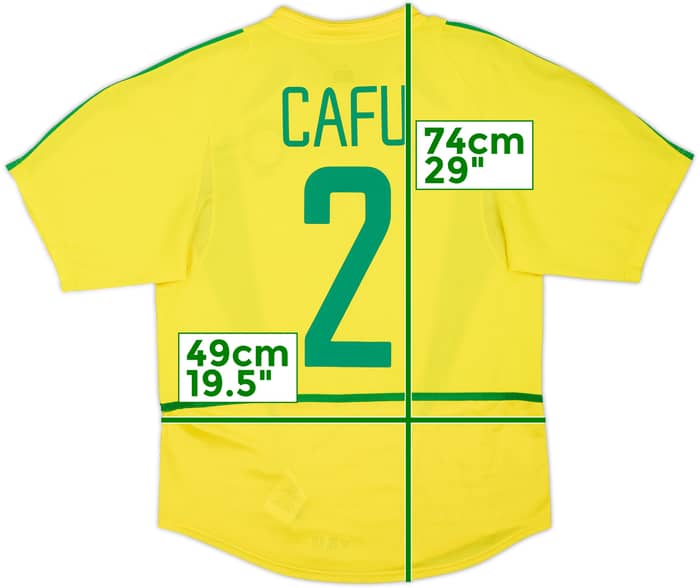 2002-04 Brazil Home Shirt Cafu #2 - 8/10 - (S)