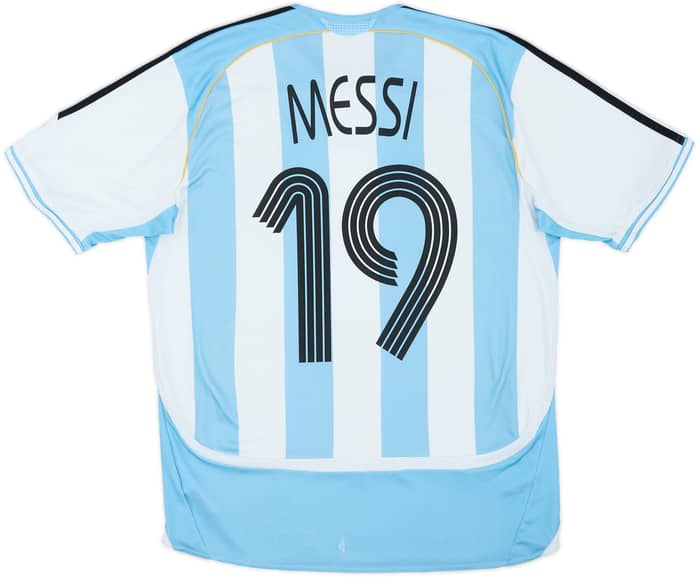 2005-07 Argentina Home Shirt Messi #19 - 5/10 - (XL.Boys)