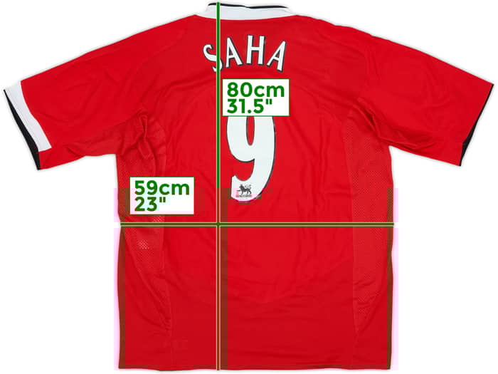 2004-06 Manchester United Home Shirt Saha #9 - 7/10 - (XL)