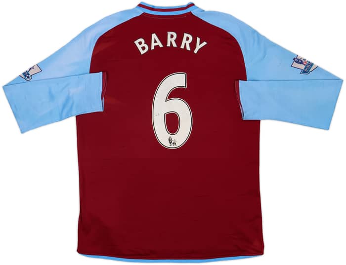 2009-10 Aston Villa Home L/S Shirt Barry #6 - 4/10 - (L)