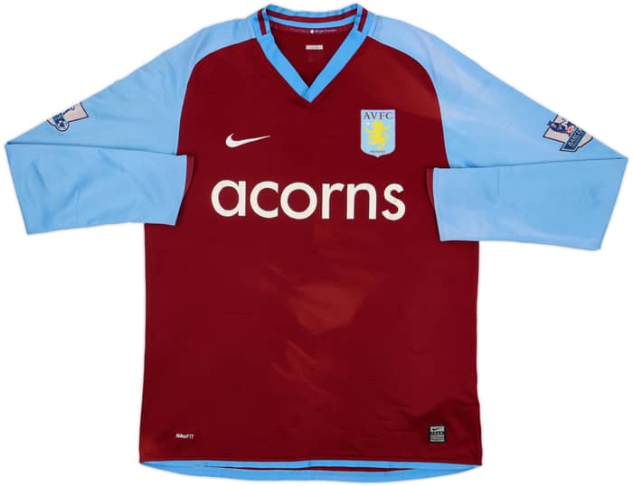 2009-10 Aston Villa Home L/S Shirt Barry #6 - 4/10 - (L)
