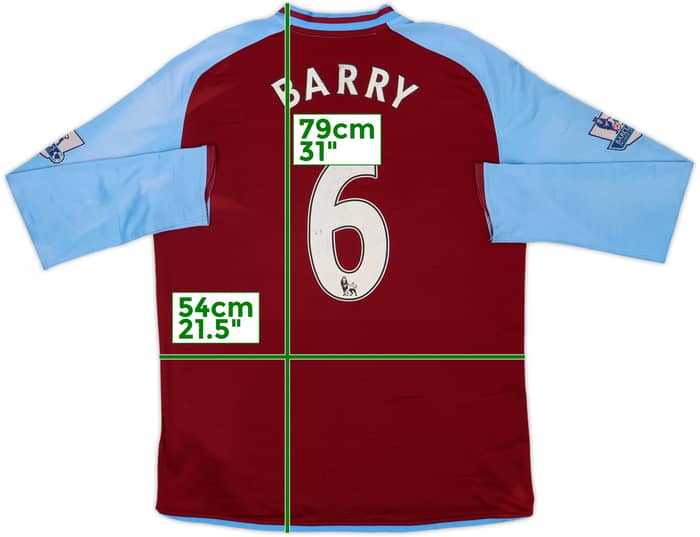 2009-10 Aston Villa Home L/S Shirt Barry #6 - 4/10 - (L)