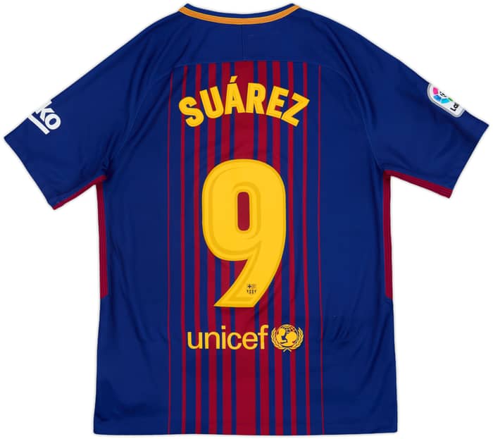 2017-18 Barcelona Home Shirt Suarez #9 - 9/10 - (M)