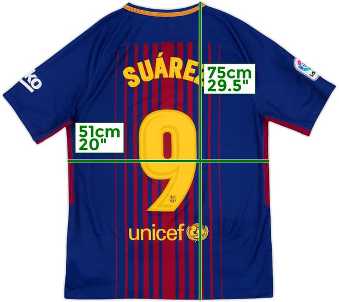 2017-18 Barcelona Home Shirt Suarez #9 - 9/10 - (M)