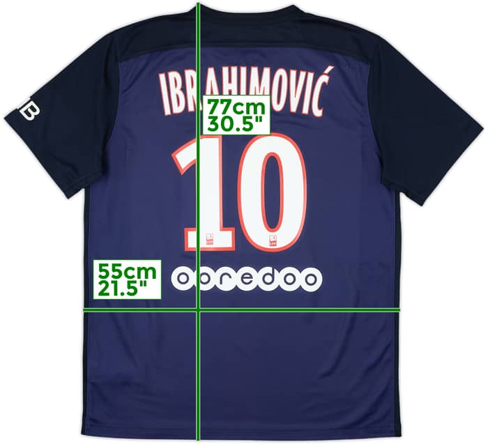 2015-16 Paris Saint-Germain Home Shirt Ibrahimovic #10 - 8/10 - (L)