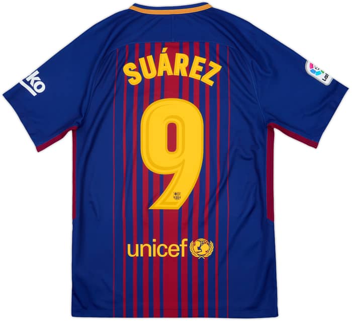 2017-18 Barcelona Home Shirt Suarez #9 - 10/10 - (S)
