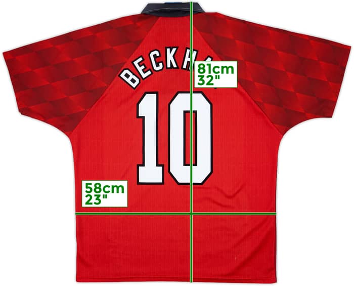 1996-98 Manchester United Home Shirt Beckham #10 - 9/10 - (L)