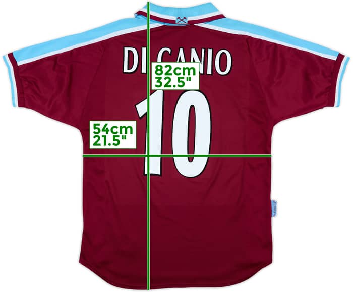 1999-01 West Ham Home Shirt Di Canio #10 - 8/10 - (L)