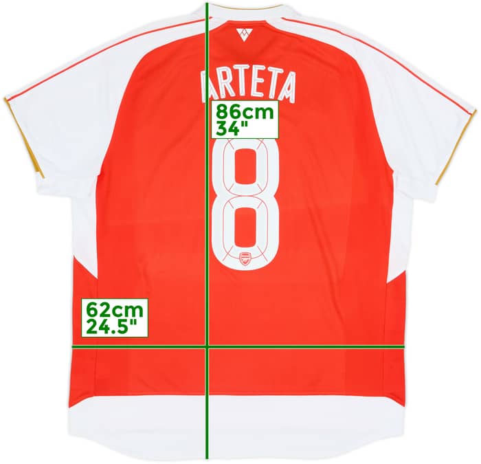 2015-16 Arsenal Home Shirt Arteta #8 - 8/10 - (XXL)