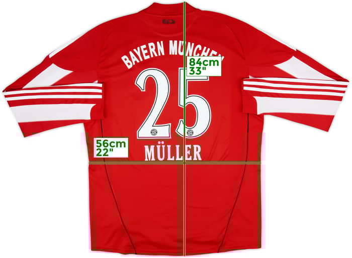 2010-11 Bayern Munich Home L/S Shirt Muller #25 - 6/10 - (XL)