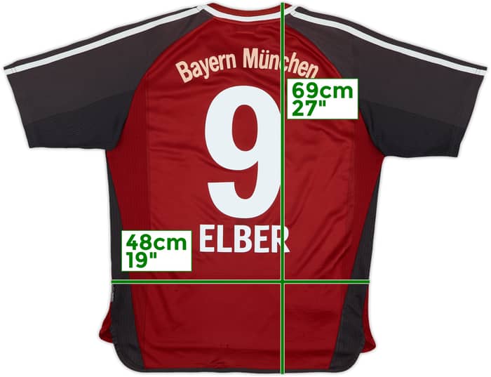 2001-02 Bayern Munich Home Shirt Elber #9 - 7/10 - (Y)