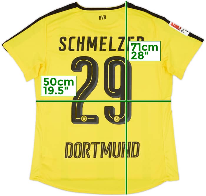 2016-17 Borussia Dortmund Home Shirt Schmelzer #29 - 7/10 - (Women's XL)