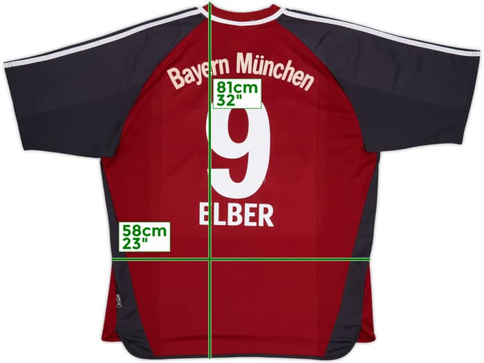 2001-02 Bayern Munich Home Shirt Elber #9 - 7/10 - (XL)