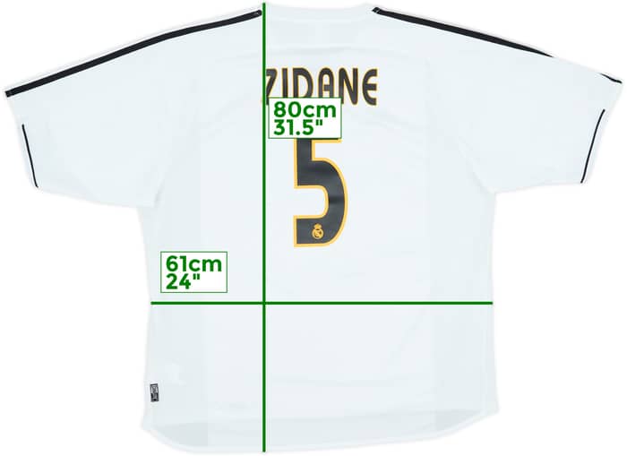 2003-04 Real Madrid Home Shirt Zidane #5 - 8/10 - (XL)