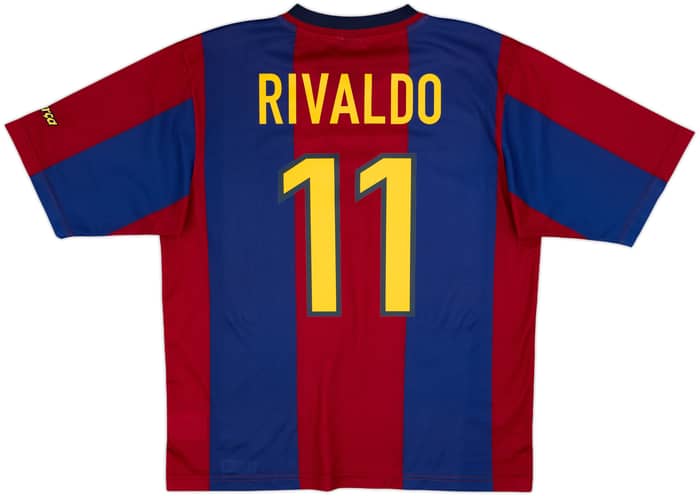 1998-00 Barcelona Basic Home Shirt Rivaldo #11 - 9/10 - (L)